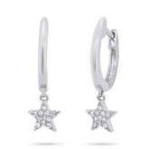 0.04ct 14k White Gold Diamond Star Huggie Earring